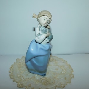 NAO By Lladro &quot;Little Girl Holding Sleeping Puppy&quot; Figurine, 1 Owner, Purchased new Ca. 1987, Excellent Condition