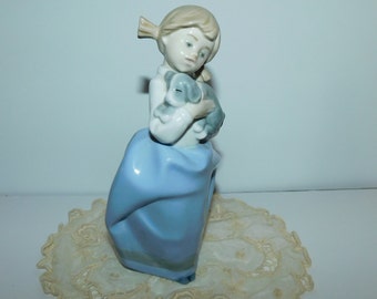 NAO By Lladro "Little Girl Holding Sleeping Puppy" Figurine, 1 Owner, Purchased new Ca. 1987, Excellent Condition