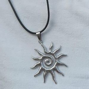 Spiral Sun Necklace Silver | Handmade Spiral Necklace | Minimalist Sun Jewelry | Boho Sun Necklace | Cosmic Spiral Pendant | Unisex Jewelry