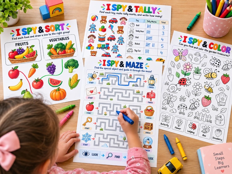 I Spy Worksheets for Preschool, 50 Page Printable Activity Book, Kids ...