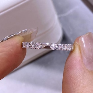 Stackable Round Lab-Grown Diamond Wedding Ring, 14K Women's Diamond Band with Side Stones—A Timeless Gift, Anniversary Gift