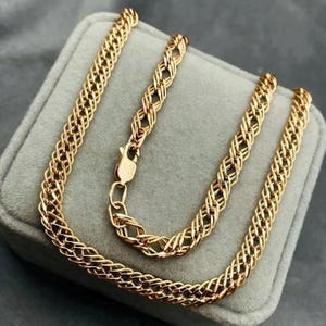 14K Solid Gold Triple Diamant Kette, Echt 585 Gold, Luxus Halskette Geschenk