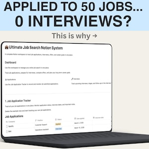 Sistema de seguimiento de solicitudes de empleo/entrevistas de Notion (descarga digital)