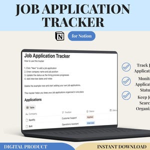 Notion Job Search System | Job Tracker, Career Planner, Organizer Template