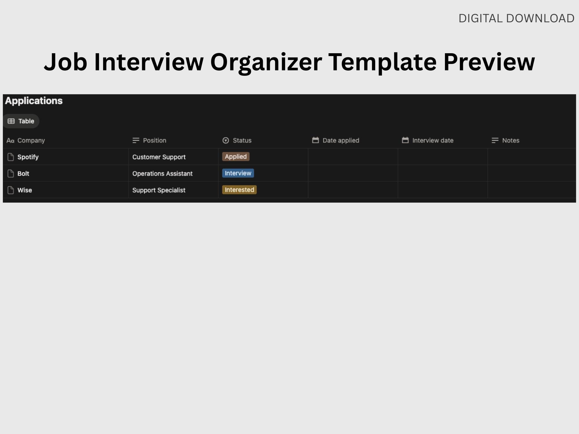 Notion Job Interview Organizer | Interview Tracker | Job Search ...