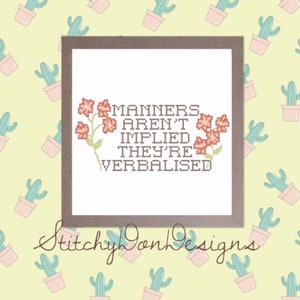 Manners Cross Stitch Pattern PDF Download