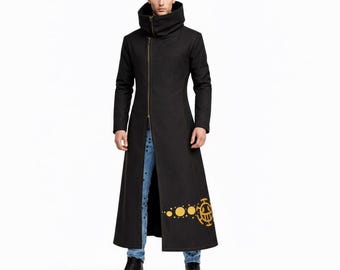 Trafalgar Law Inspired Anime Coat – Long Black Cosplay Trench Jacket (Pirate Captain Costume)