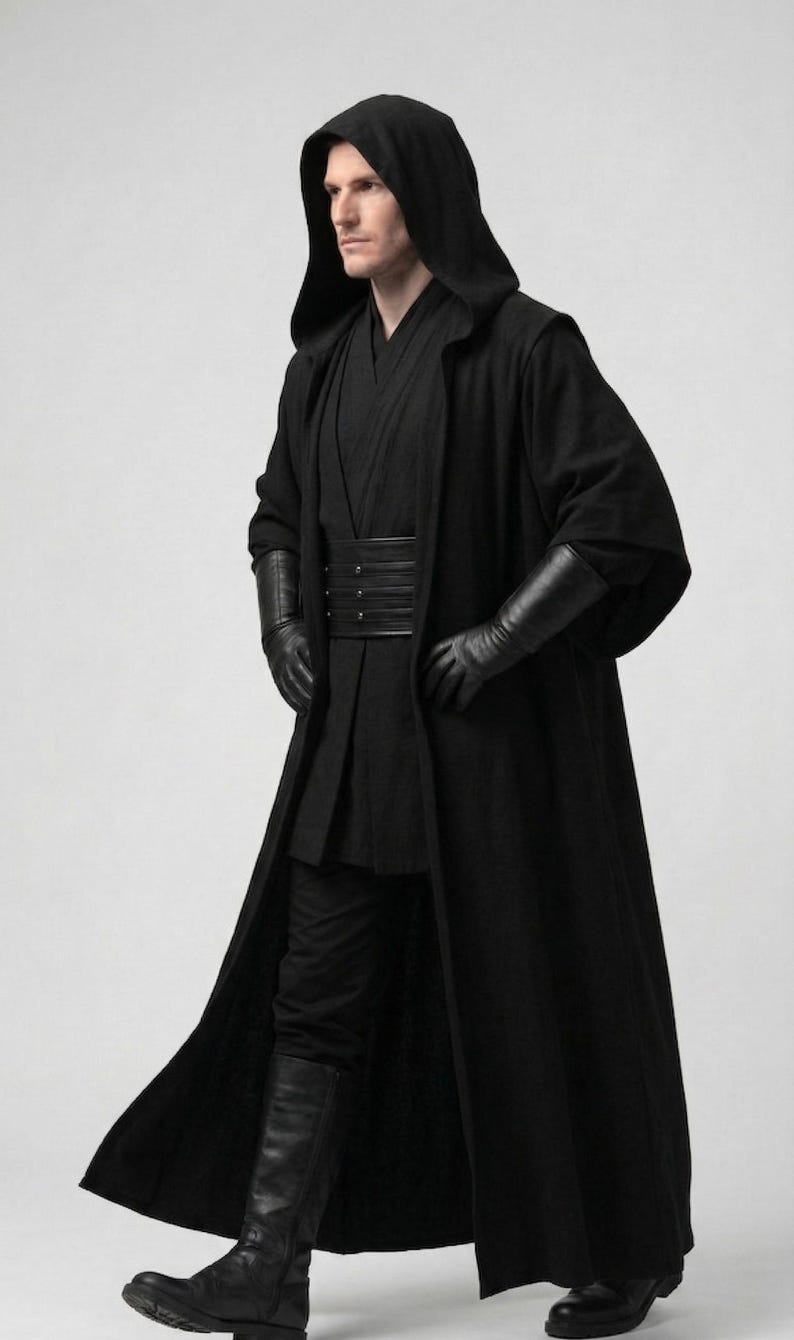 Sith Lord Cosplay Costume Black Jedi Robe Outfit, Hooded Tunic Set ...