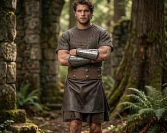 Tunique armure en cuir pour homme, cosplay de chevalier médiéval, tenue GN en coton respirant