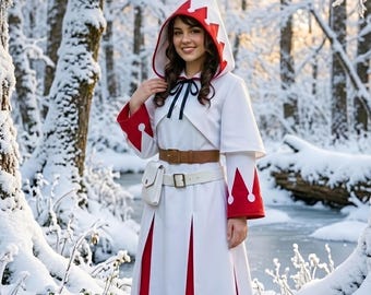 Ensemble à capuche cosplay mage blanc | Ensemble de peignoir en coton pour sorcier fantastique | Costume médiéval d'Halloween de guérisseur