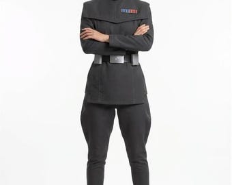 Dark Galactic Officer Uniform – Imperial Commander Cosplay Set with Belt, Rank Badge