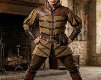 Medieval Leather Tunic Armor – Viking Shieldmaiden Jerkin, Renaissance LARP Costume Outfit