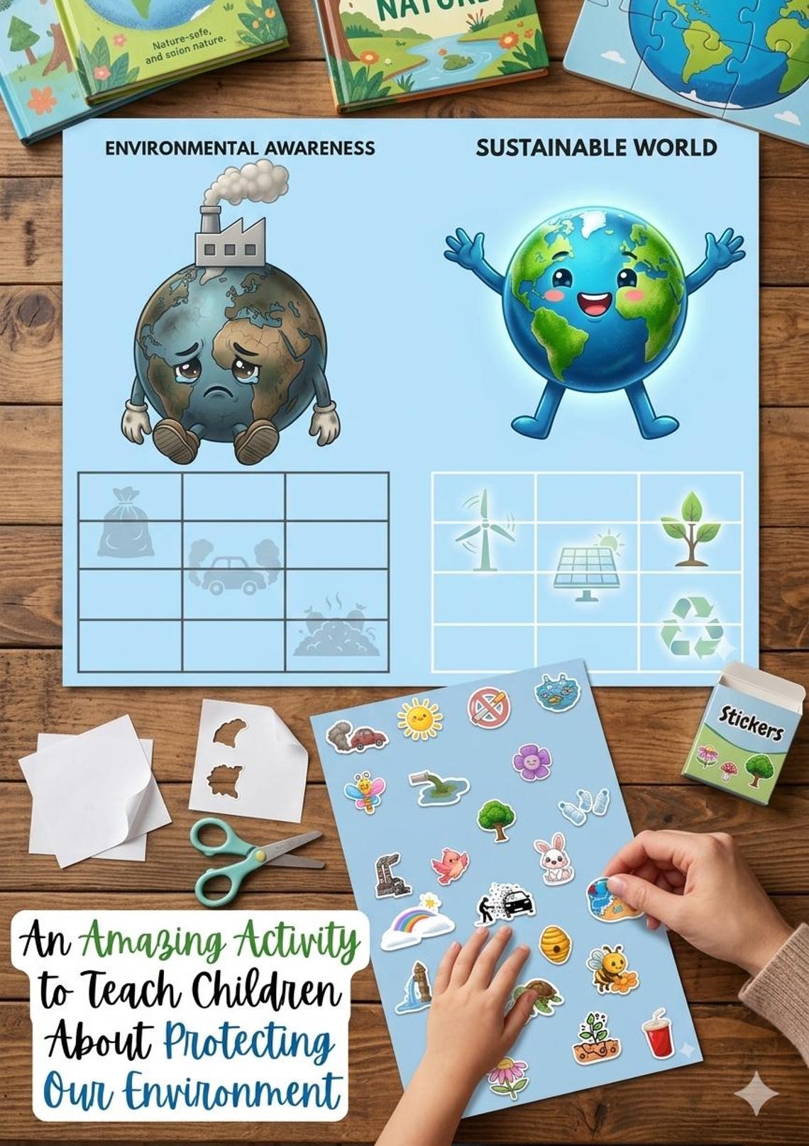 Earth Day Activity for Kids Printable | Save the Earth Worksheet | Cut ...