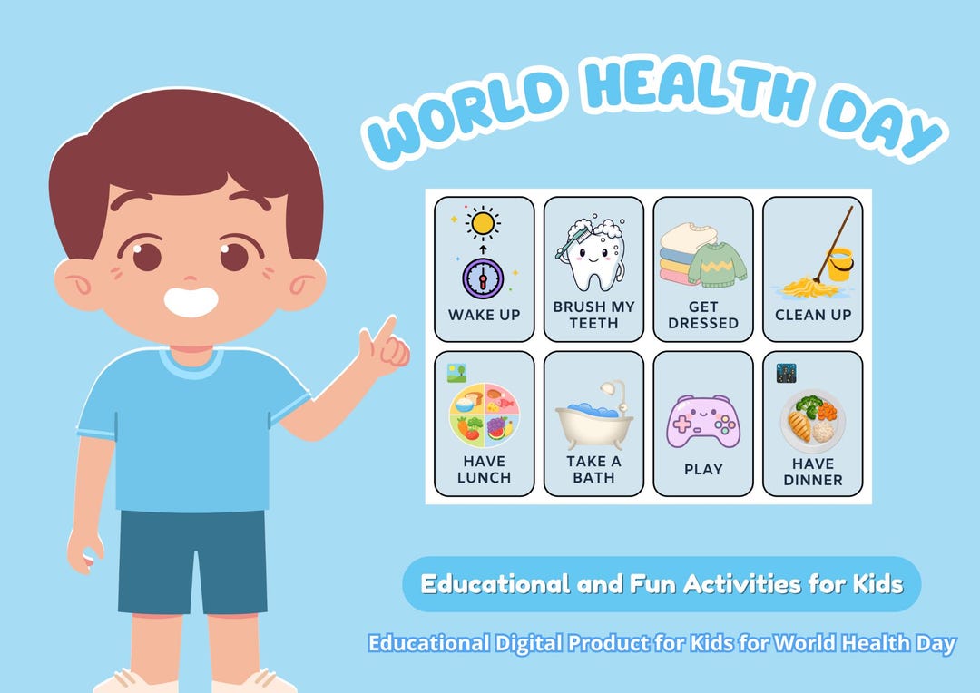 World Health Day Activities for Kids – Healthy Habits Flashcards, Daily ...