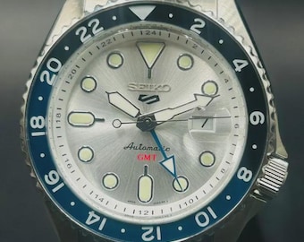 Vintage Mechanical Watch Silver Dial Automatic GMT Wristwatch for Luxury Men Watch
