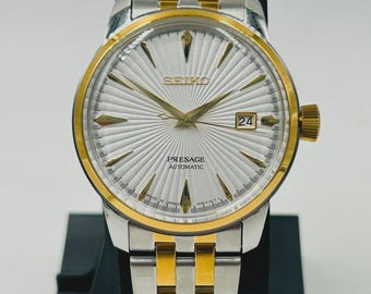 Vintage Two-Tone Automatic Watch – White Dial, Japanese Mechanical, With Date