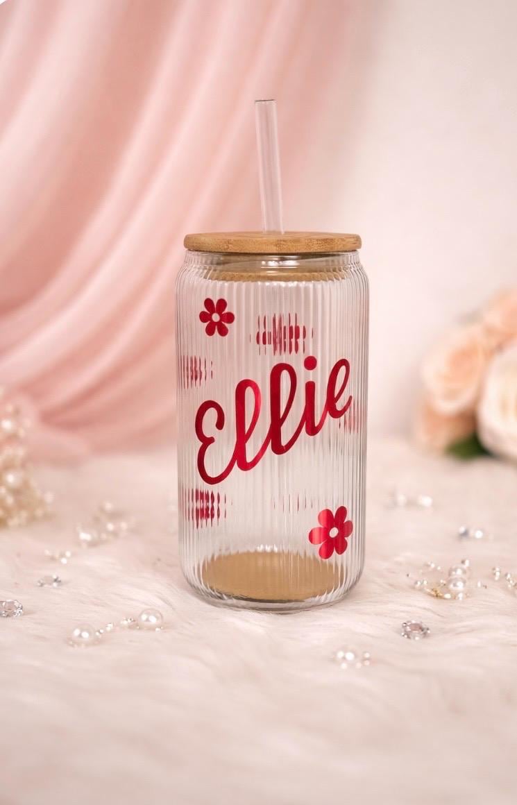 Personalised Bamboo Glass Cup – Custom Reusable Drink Glass With Lid - Etsy