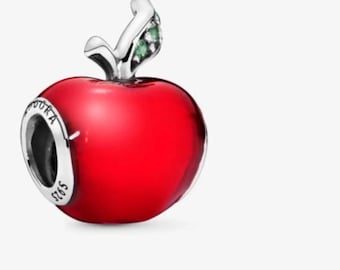 Red Apple Charm , Silver 925 Charm For Bracelet and Necklace , Fit For Pandora