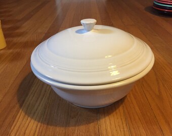 Fiesta ware covered casserole! White! Discontinued