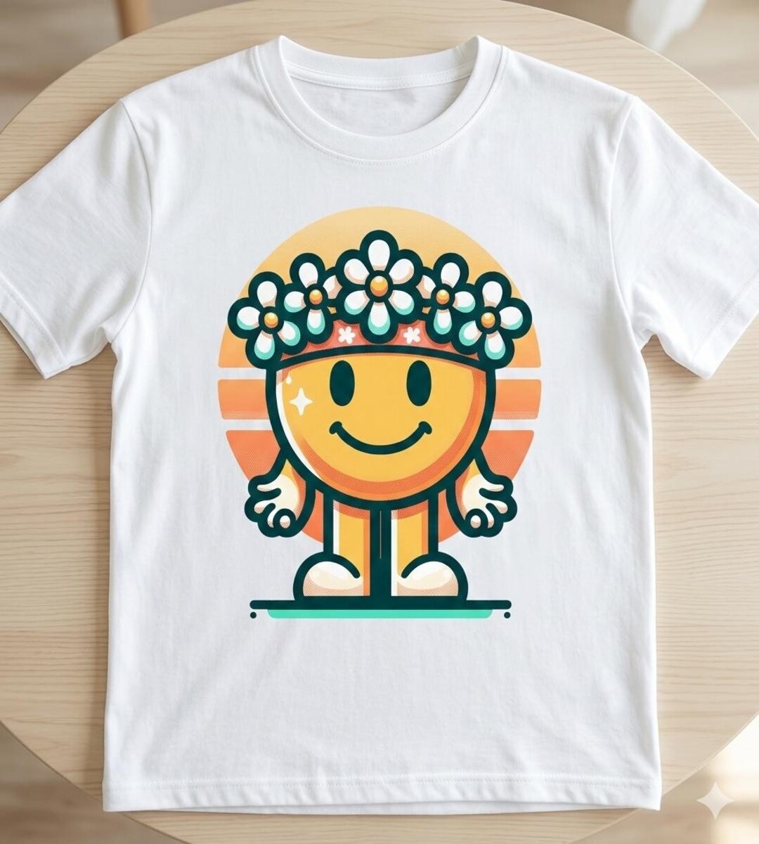 Retro Smiley PNG Clipart | Groovy Flower Face Sublimation Design ...