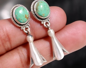 Boucles d'oreilles turquoise d'Arizona en argent fin 925 à usage quotidien, pierre de naissance de novembre, clou ovale