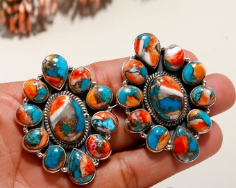 Bagues turquoise huître en argent 925 avec pierre de naissance de juillet, forme ovale