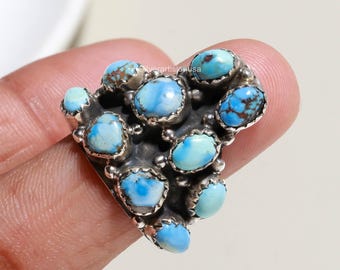 Golden Hill Turquoise Ring 925 Sterling Silver December Birthstone Oval Shape Wedding Jewelry