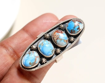 Antique Jewelry Golden Hill Turquoise Designer Ring 925 Sterling Silver December Birthstone