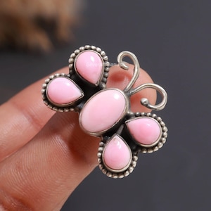 Rosa Conch Ring 925 Sterling Silber Täglich Tragen Oktober Birthstone Oval Form Schmuck
