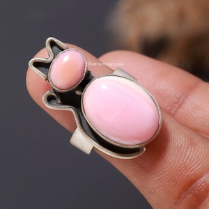 Rosa Conch Ring 925 Sterling Silber Täglich Tragen Oktober Birthstone Oval Form Schmuck