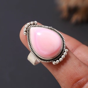 Rosa Muschel Ring 925 Sterling Silber Party Wear Dezember Birthstone Pear Form Schmuck