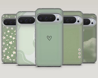 Sage Green Phone Case Simple Pastel Green Cover for Google Pixel 10, 10Pro, 9, 9Pro, 8A, 8, 7A, 6A, Samsung S26, S25, S24, A16, iPhone 17,16