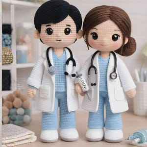 Patrón de crochet para amigurumi de doctora enfermera / Muñeca médica en PDF (descarga digital)