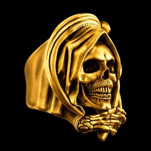 Grim Reaper Skull Ring - Gothic Hoodie Skeleton Biker Punk Jewelry Gift For Him
