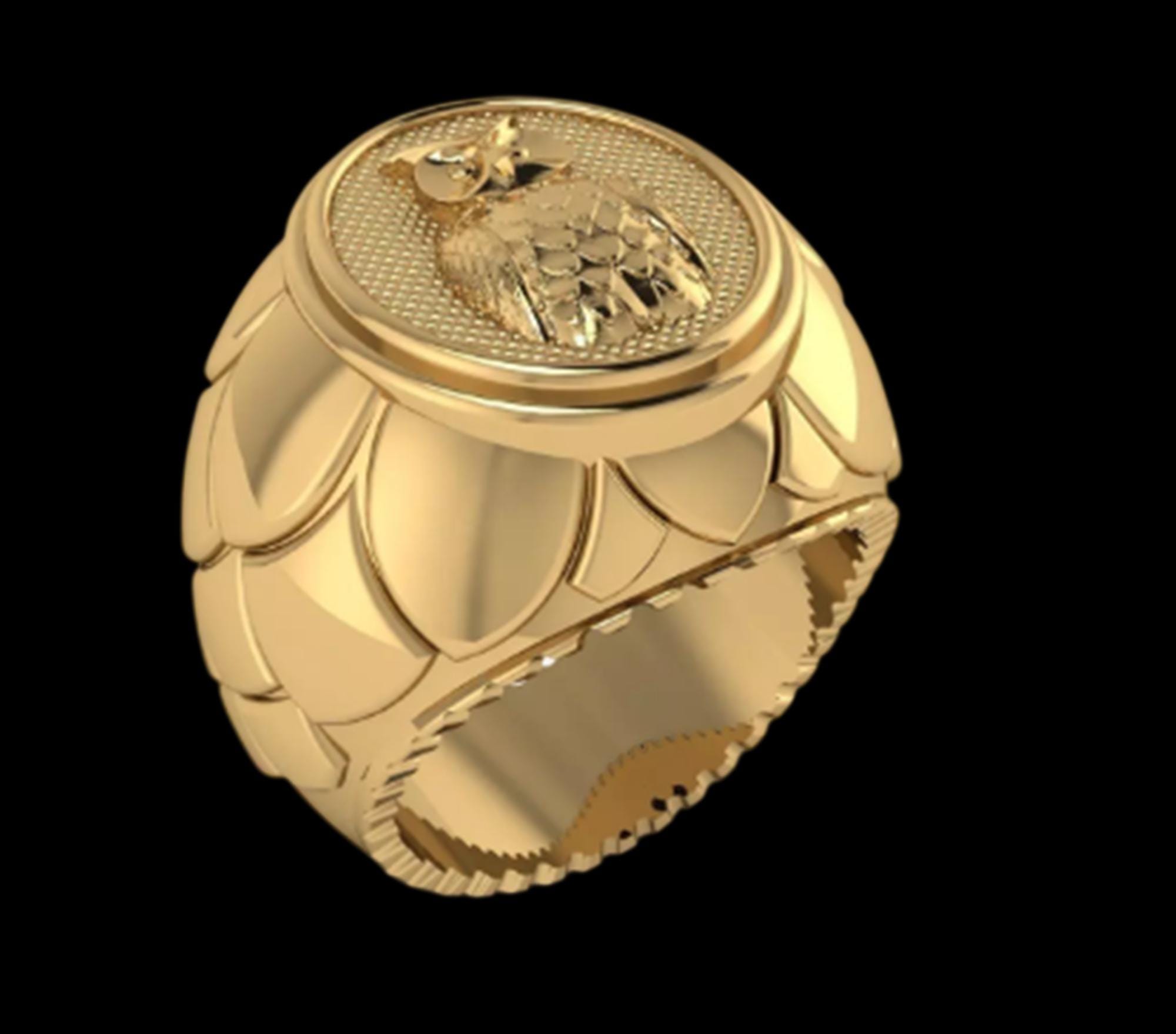 Owl Head Ring - 14K Gold Plated Forest Animal Statement Ring Sterling Silver Gift Her