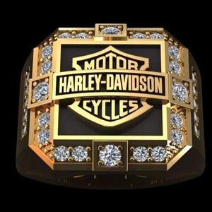 Motorcycle Biker Ring Gold Plated Moissanite Diamond Look Mens Ring Jewelry Gift For Him