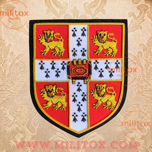 Patch met Cambridge University-embleem | Handgeborduurde blazer-badge met edelmetaaldraad