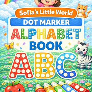 El pequeño mundo de Sofía: Libro de actividades con marcadores de puntos ABC para niños pequeños de 2 a 4 años.