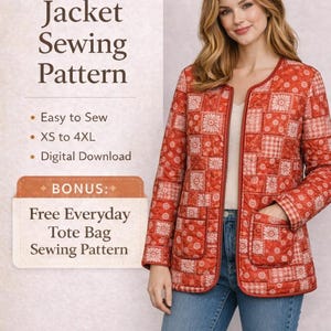 Gesteppte Jacke Schnittmuster, Kapuzen Steppmantel PDF, DIY Oberbekleidung Muster, anfängerfreundliches Nähen, Instant Download