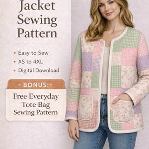 Quilted Jacket Sewing Pattern, Hooded Quilted Coat PDF, DIY Outerwear Pattern, Beginner Friendly Sewing, Instant Download