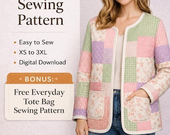 Quilted Jacket Sewing Pattern, Hooded Quilted Coat PDF, DIY Outerwear Pattern, Beginner Friendly Sewing, Instant Download