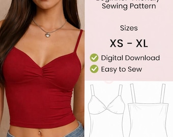 Cami Top Sewing Pattern | Tank Top & Linen Top Pattern | Y2K Sewing Pattern | Beginner Friendly DIY PDF