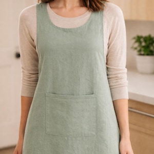 Cross Back Apron Sewing Pattern, Japanese Pinafore Apron, Artist & Kitchen Apron DIY, Pottery Apron, Plus Size Linen Apron Pattern For Women image 5