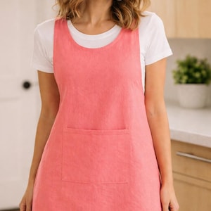 Cross Back Apron Sewing Pattern, Japanese Pinafore Apron, Artist & Kitchen Apron DIY, Pottery Apron, Plus Size Linen Apron Pattern For Women image 6