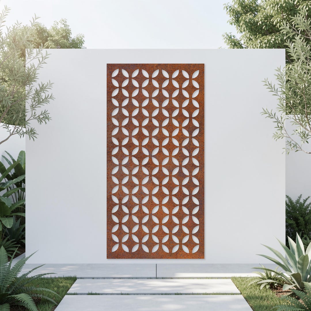 Corten Pattern Vector Metal Garden Screen - Petal Weave Pattern Design | Corten Steel Outdoor ...