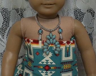 Southwestern -Native American-Navajo-Squash Blossom Necklace for 18 inch Dolls
