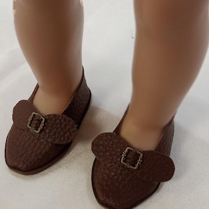 Marrón medio - Época de la regencia - Zapatos de muñeca históricos - para muñecas de 18 pulgadas -