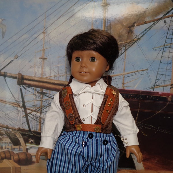 18" Boy-Girl Doll -Pirate-Captains Vest-- Fits American Girl /Boy Dolls and 18" Tonner Dolls