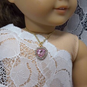 Rhinestone Doll Heart Necklace's for 18" Dolls-Pink or Black- Made to fit 18" Dolls