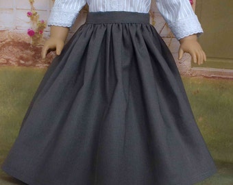 Slate Gray Doll Skirt for 18"  Dolls- Very Full Linen Skirt suitable for many eras Made to fit 18" dolls